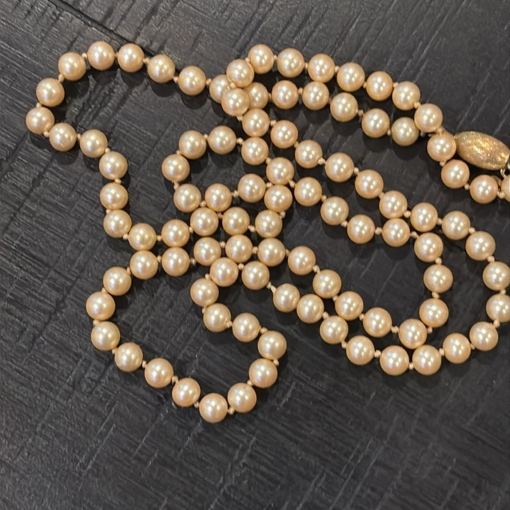 Vintage Danecraft Knotted Pearl Long Necklace Classy - Picture 4 of 6